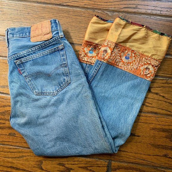 Pants - ONE-OF-A-KIND Unique Levi's Jeans w Silk Detailing